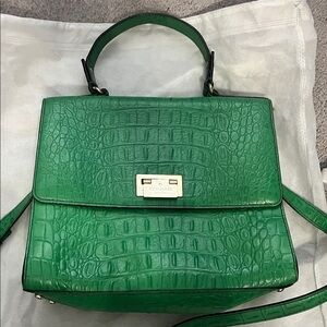 Kate Spade Emerald/ Green Crocodile-Embossed Satchel.